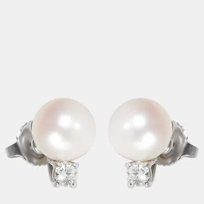Pre-owned Tiffany & Co 18k White Gold Signature Pearls Stud Earrings