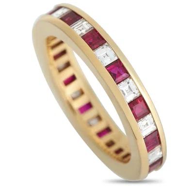 Tiffany & Co 18k Yellow Gold 0.98ct Diamond And Ruby Eternity Band Ring Ti19-021424