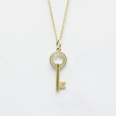 Pre-owned Tiffany & Co 18k Yellow Gold And Diamond Oval Key Pendant Necklace