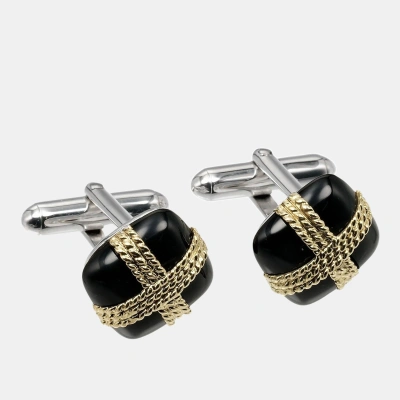Pre-owned Tiffany & Co 18k Yellow Gold And Onyx Cufflinks