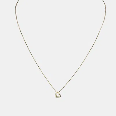 Pre-owned Tiffany & Co 18k Yellow Gold Elsa Peretti Open Heart Pendant Necklace