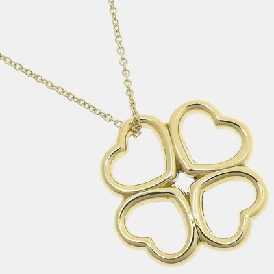 Pre-owned Tiffany & Co 18k Yellow Gold Loving Heart Clover Pendant Necklace