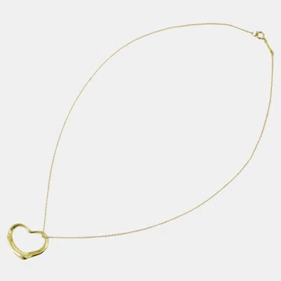 Pre-owned Tiffany & Co 18k Yellow Gold Open Heart Pendant Necklace