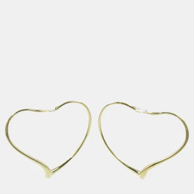 Pre-owned Tiffany & Co 18k Yellow Gold Open Heart Stud Earrings