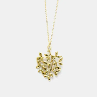 Pre-owned Tiffany & Co 18k Yellow Gold Paloma Picasso Olive Leaf Pendant Necklace