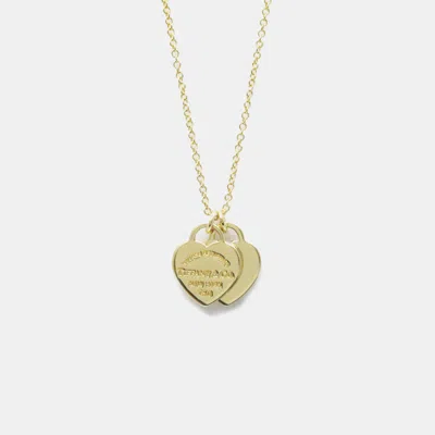 Pre-owned Tiffany & Co 18k Yellow Gold Return To Tiffany Double Heart Tag Pendant Necklace