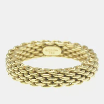 Pre-owned Tiffany & Co 18k Yellow Gold Somerset Mesh Band Ring Eu 46