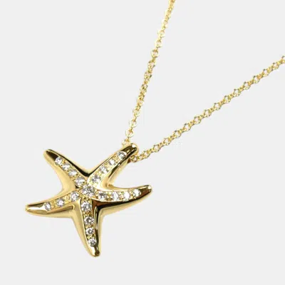 Pre-owned Tiffany & Co 18k Yellow Gold Starfish Diamond Necklace