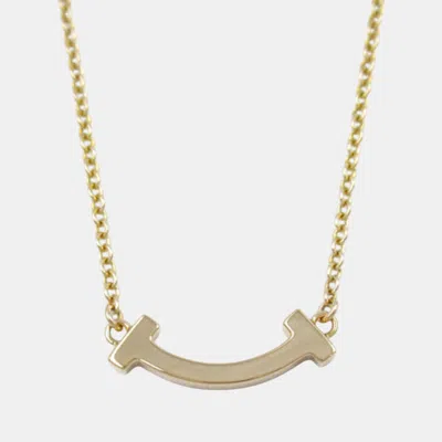 Pre-owned Tiffany & Co 18k Yellow Gold T Smile Mini Necklace