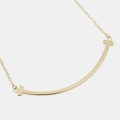 Pre-owned Tiffany & Co 18k Yellow Gold T Smile Necklace