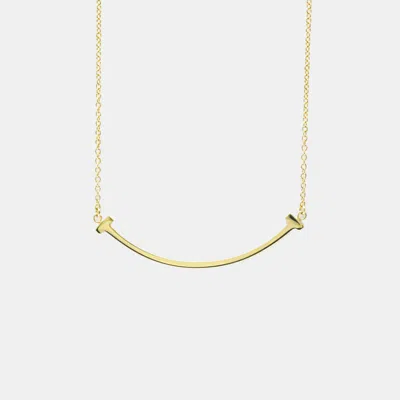 Pre-owned Tiffany & Co 18k Yellow Gold T Smile Pendant Necklace
