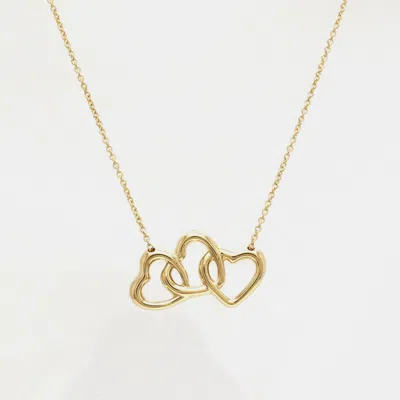 Pre-owned Tiffany & Co 18k Yellow Gold Tiffany Triple Open Heart Pendant Necklace