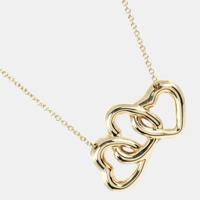 Pre-owned Tiffany & Co 18k Yellow Gold Triple Heart Necklace