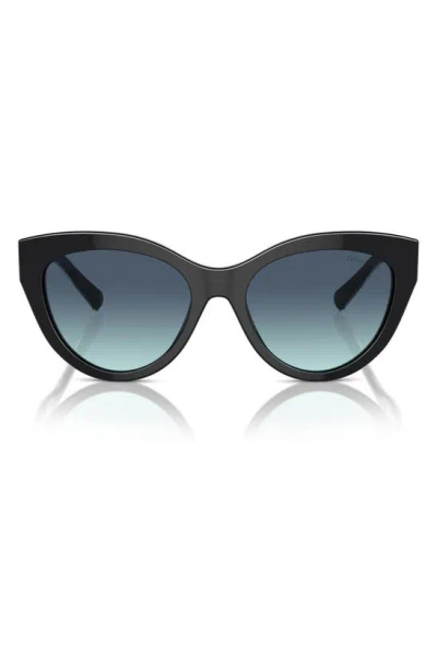 Tiffany & Co 54mm Gradient Cat Eye Sunglasses In Black Blue