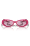 Tiffany & Co 54mm Oval Sunglasses With Chain In Fuchsia Metallic
