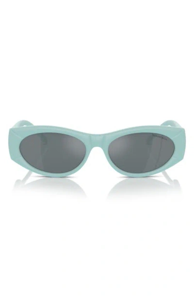 Tiffany & Co 55mm Oval Sunglasses In Blue Grey