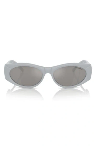 Tiffany & Co 55mm Oval Sunglasses In Silver Mirror