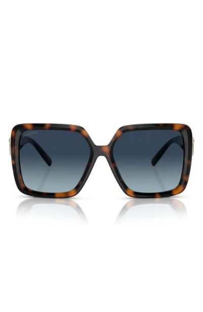 Tiffany & Co 58mm Gradient Polarized Square Sunglasses In Havana