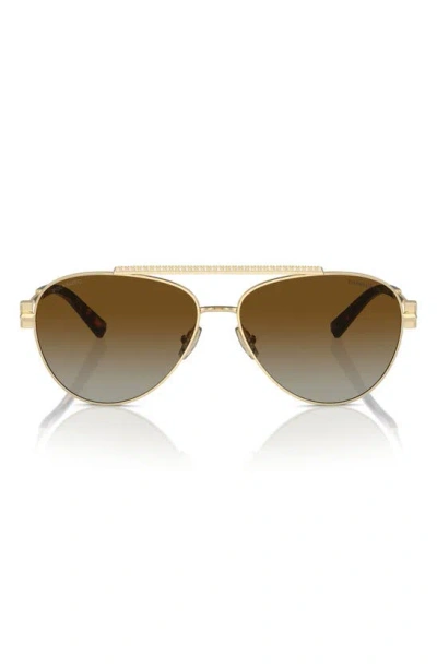 Tiffany & Co 59mm Gradient Polarized Pilot Sunglasses In Gold