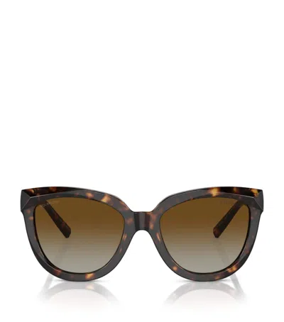 Tiffany & Co Acetate Cat Eye Sunglasses In Brown