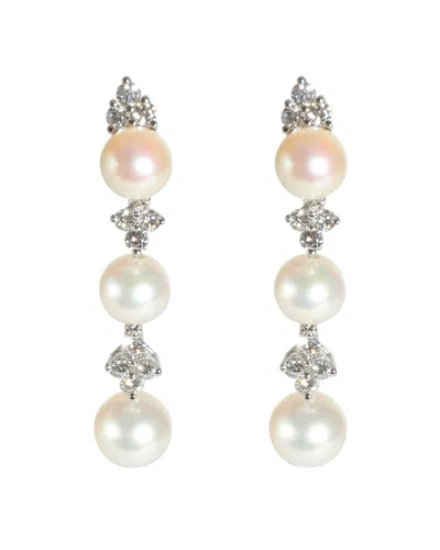 Tiffany & Co Aria Pearl Earrings With Jackets In Platinum 0.62 Ctw In Silver
