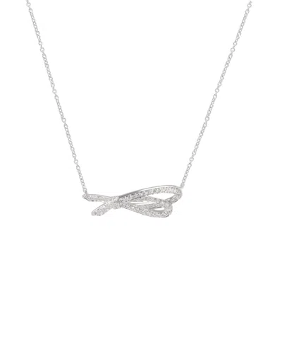 Tiffany & Co Diamond Bow Pendant In 18k White Gold 0.37 Ctw In Silver