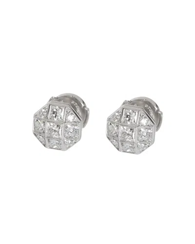 Tiffany & Co Diamond Mosaic Stud Earrings In Platinum 1.17 Ctw In Silver