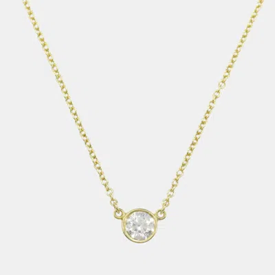 Pre-owned Tiffany & Co Diamond Necklace 18k Yellow Gold Clear Metal