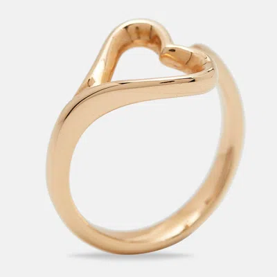 Tiffany & Co . Elsa Peretti 18k Yellow Gold Open Heart Ring