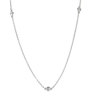 Tiffany & Co Elsa Peretti 5 Station Diamonds By The Yard Neclace, Platinum In Silver
