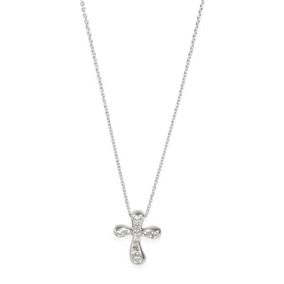 Tiffany & Co Elsa Peretti Cross Pendant In Platinum 0.25 Ctw In Silver