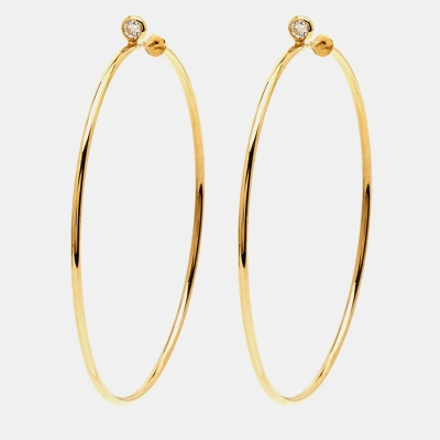 Pre-owned Tiffany & Co Elsa Peretti Diamond 18k Yellow Gold Hoop Earrings