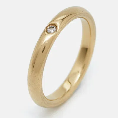 Pre-owned Tiffany & Co Elsa Peretti Diamond 18k Yellow Gold Ring Size 50.5
