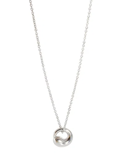 Tiffany & Co Elsa Peretti Eternal Circle Pendant 18k White Gold/ Platinum Chain In Silver