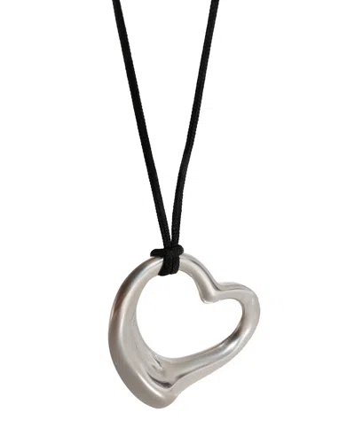 Tiffany & Co Elsa Peretti Large Open Heart Pendant In 925 Sterling Silver In Black