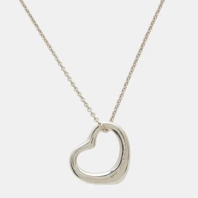Pre-owned Tiffany & Co Elsa Peretti Open Heart Sterling Silver Necklace