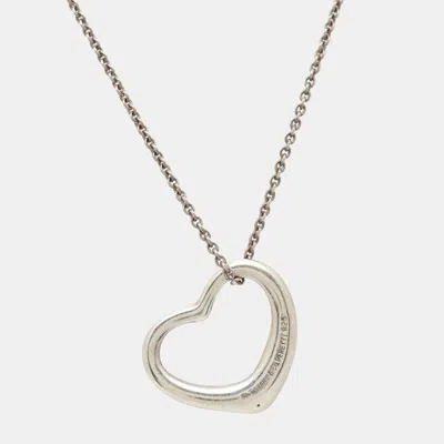 Pre-owned Tiffany & Co Elsa Peretti Open Heart Sterling Silver Necklace