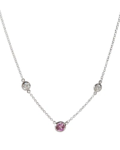 Tiffany & Co Elsa Peretti Pink Sapphire & Diamonds Color By The Yard Necklace In Silver