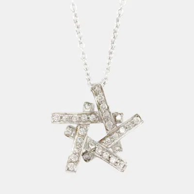 Pre-owned Tiffany & Co Frank Gehry Necklace 18k White Gold Diamond Clear Metal