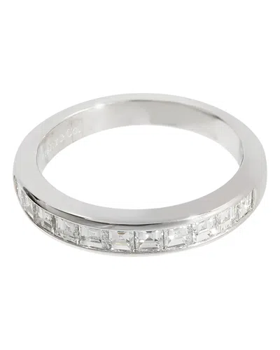 Tiffany & Co Half Eternity Wedding Band In Platinum 0.71 Ctw Square Diamonds In Silver