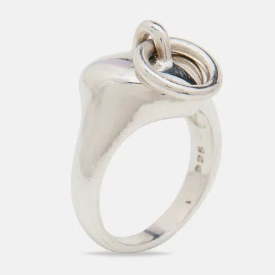 Pre-owned Tiffany & Co Heart Door Knocker Sterling Silver Ring Size 52
