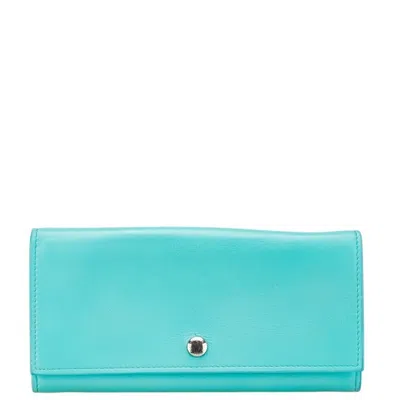 Pre-owned Tiffany & Co Leather Long Wallet (bi-fold) () In Blue
