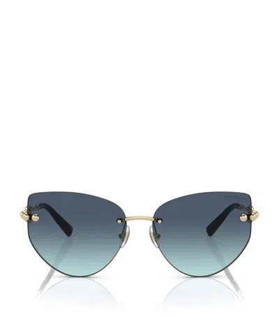 Tiffany & Co Metal Cat Eye Sunglasses In Gold