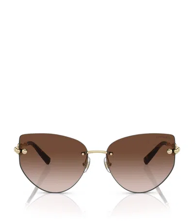 Tiffany & Co Tf3096 Butterfly-frame Metal Sunglasses In Gold