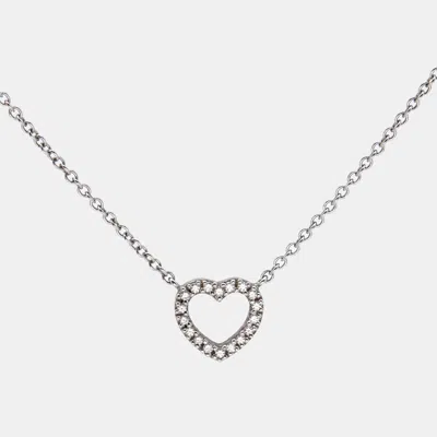 Pre-owned Tiffany & Co Mini Metro Heart 18k White Gold Necklace