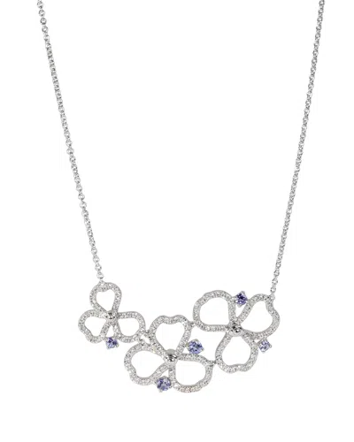 Tiffany & Co Paper Flowers Necklace With Diamonds & Tanzanite In Platinum In Silver