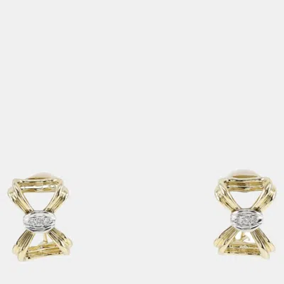 Pre-owned Tiffany & Co Platinum 18k Yellow Gold Bow Earring