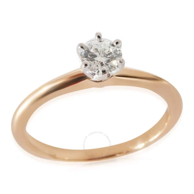 Tiffany & Co . Diamond Engagement Ring In 18k Pink Gold/platinum F If 0.3 Ctw