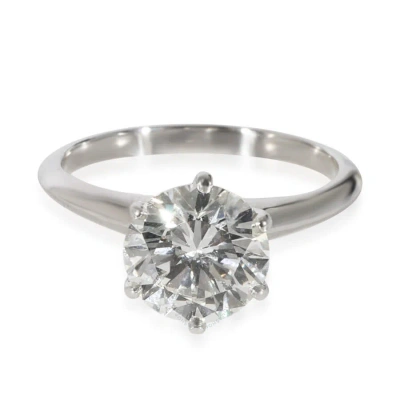 Tiffany & Co . Solitaire Diamond  Engagement  Ring In  Platinum I Vs1 2.17 Ctw In White