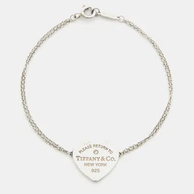 Pre-owned Tiffany & Co Return To Tiffany Love Heart Tag Diamond Sterling Silver Bracelet
